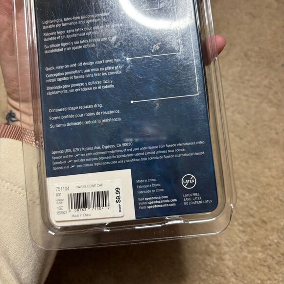 Speedo NWT Black Solid Silicone Swim Cap - Picture 5 of 5